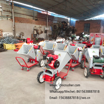 Small gasoline-powered branch shredder