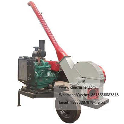 Diesel-powered mobile bamboo chip machine